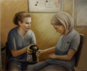 Fabrizia Bugini, the coffee break, cm.30x24 il coffee break delle ostetriche